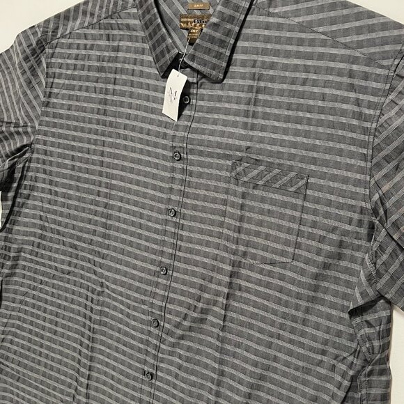 Pronto Uomo Blue Shirt *NWT Short Sleeve Button Up Slim Fit Gray Men's size 4XT - Picture 1 of 7